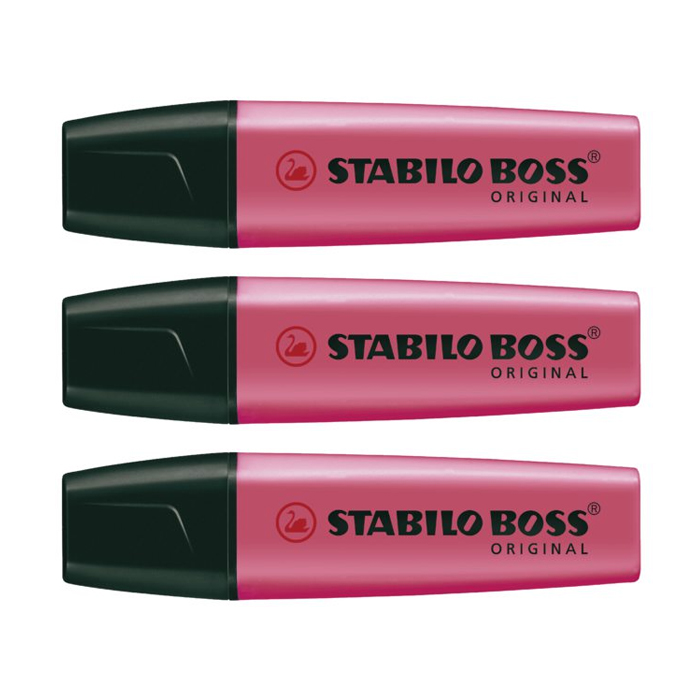 3 x Markeerstift Stabilo Boss roze