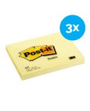 Memoblokje 3M Post-it - 102 x 76 mm geel  - 3 x 100 stuks