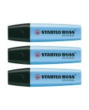 3 x Markeerstift Stabilo Boss blauw