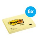 Memoblokje 3M Post-it - 102 x 76 mm geel  - 6 x 100 stuks