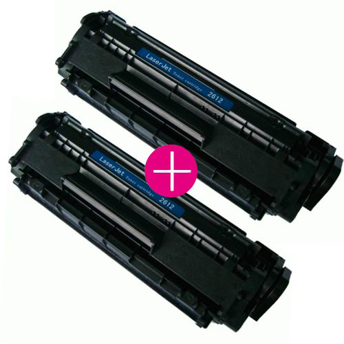 2 x Huismerk HP 12A (Q2612A) zwart