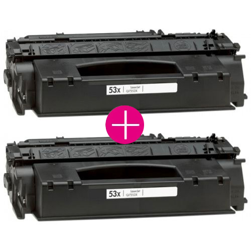 2 x Huismerk HP 53X (Q7553X) zwart