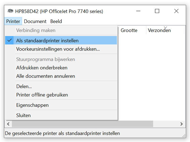 Stel de printer als standaardprinter in De printer als standaardprinter instellen