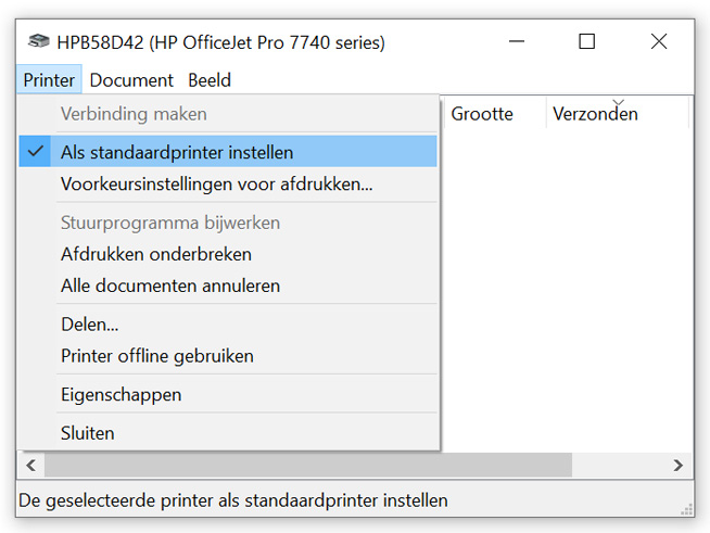 De printer als standaardprinter instellen