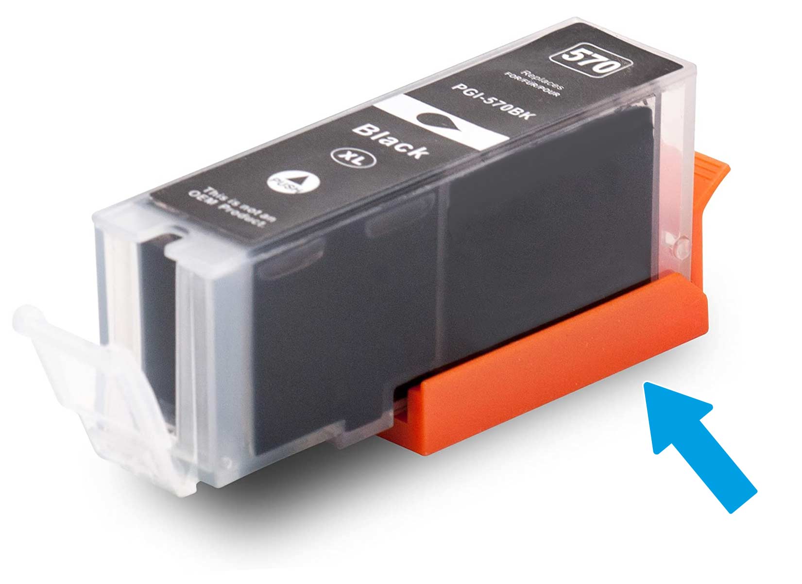 Oranje plastic beschermingskap op cartridge