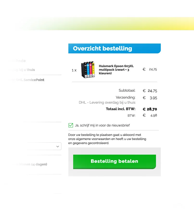 Overzicht van de bestelling checken