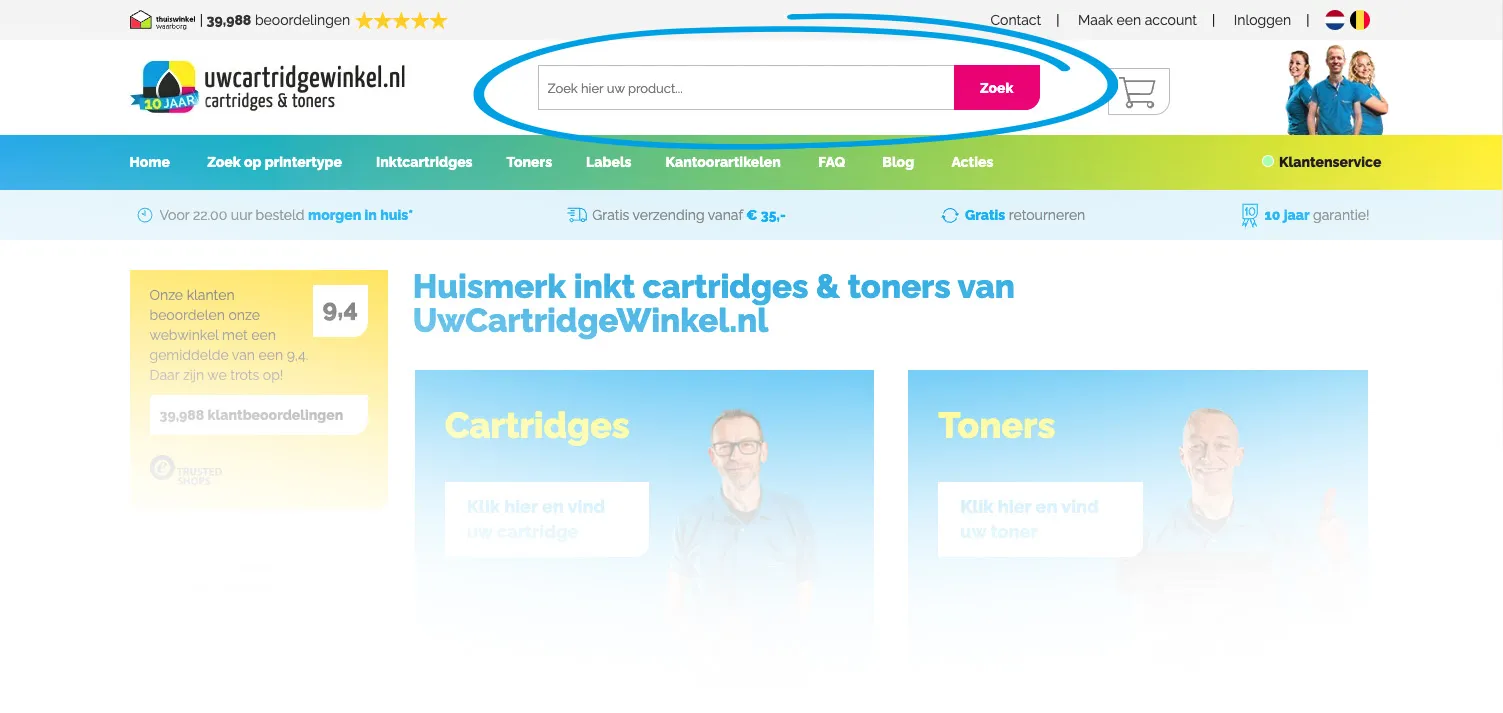 Uw cartridges en toners zoeken